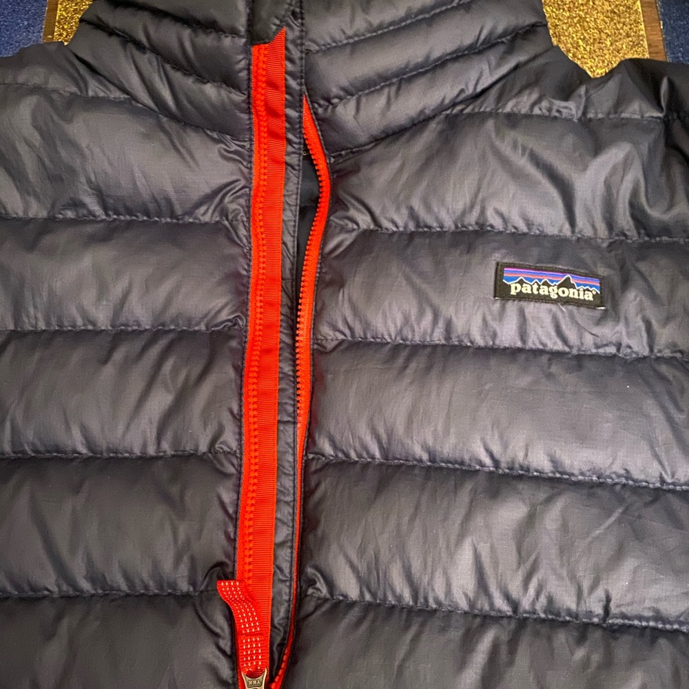 PATAGONIA FEATHER GOOSE DOWN NAVY BLUE SLIM PUFFER WOMEN KIDS (XXL) Jacket COZY - Picture 4 of 8